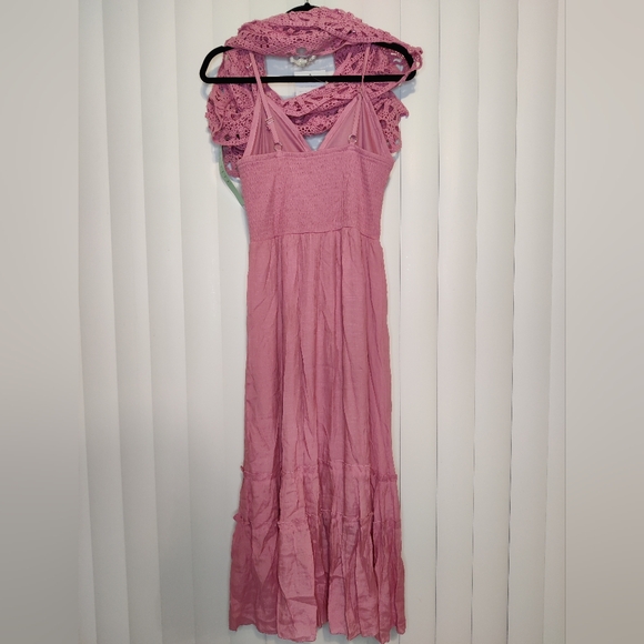 NWT J Gee Dusty mauve maxi dress with crochet top size ps - Picture 3 of 4